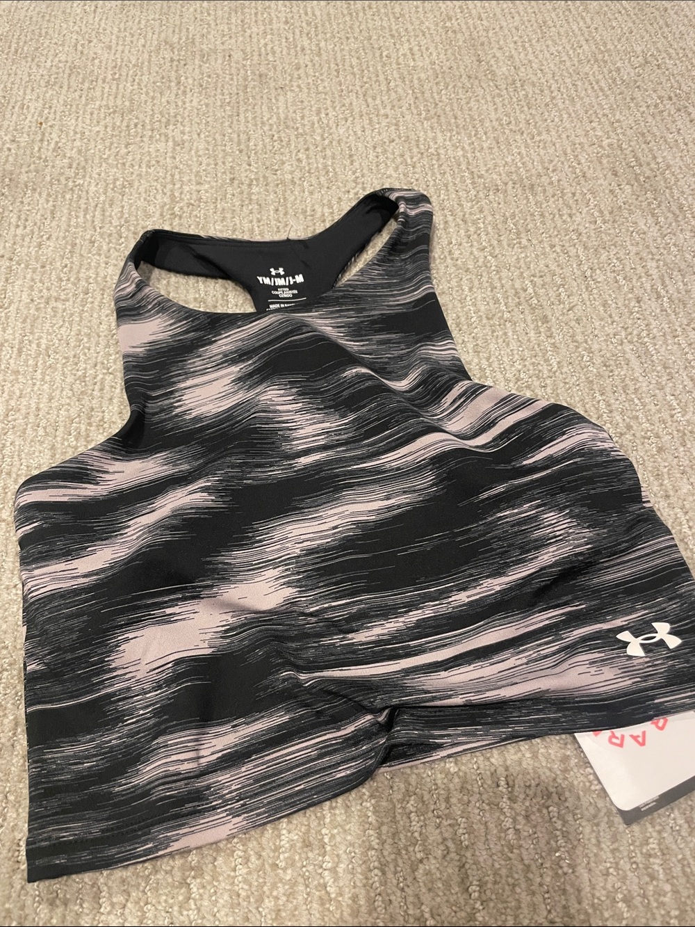 Under Armour Black with Light Pink Brushstroke Athletic Crop Top
